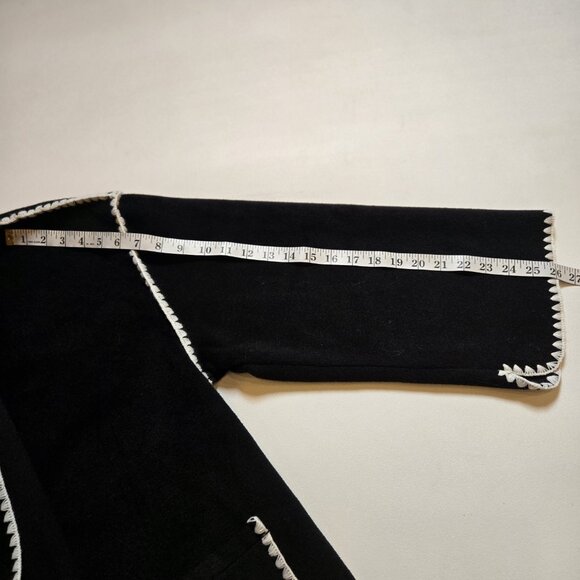 VICI Contrast Coat W Scarf Mid Length Fleece White Trim Style Fringe VC1094VC B - Picture 11 of 11